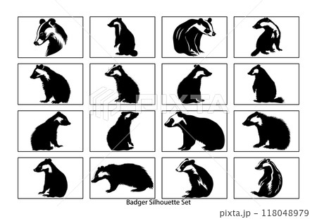 Badger Black Silhouette Desain, badger silhouette view side for retro logos, Badger Black Silhouette Desain, badger silhouette view side for retro logos, 118048979