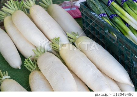 冬の野菜売り場(ダイコン) 118049486