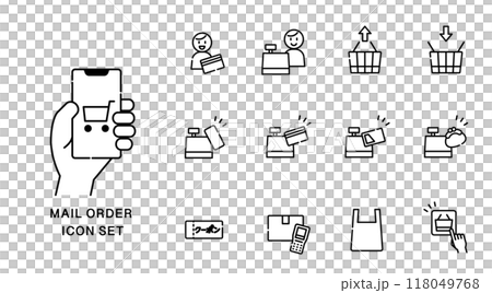 Mail order icon set 118049768