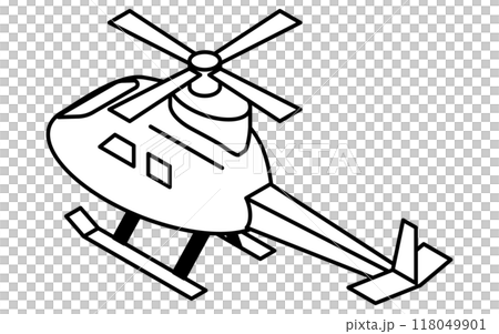 ヘリコプターのシンプルな線画イラスト、アイソメトリック 118049901