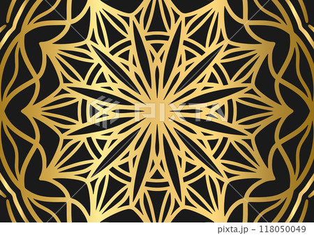 Gold line luxury mandala modern flower background Gold line luxury mandala modern flower background 118050049