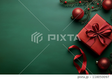 Christmas or New Year Background christmas day concept top view green by generative ai 118050097