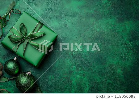 Christmas or New Year Background christmas day concept top view green by generative ai 118050098