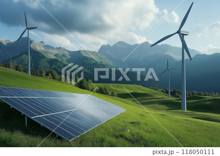 Wind power generation equipment and Solar panel by generative ai 118050111