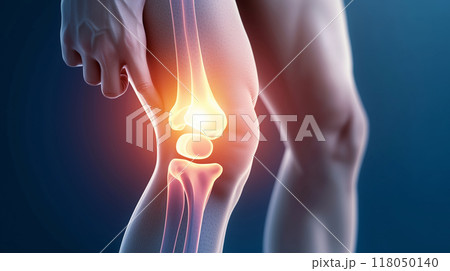 " 膝痛の視覚表現: ルンバー領域での痛みと不快感を具現化したイメージ." 118050140