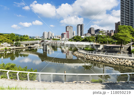 Beautiful view of the Heart of Love River in Kaohsiung, Taiwan. it was a reservoir for storing floodwater built by 2 manmade lakes. 118050219