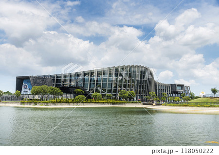 Modern building view of the Southern Branch of the National Palace Museum in Chiayi, Taiwan.  118050222