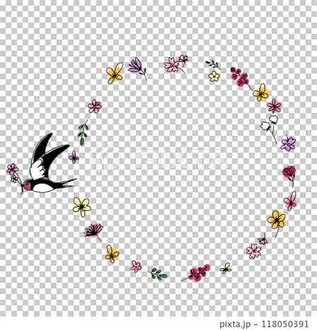 燕子來送花的框架。 118050391