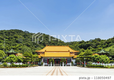 The architectural landscape of the National Revolutionary Martyrs' Shrine in Taipei, Taiwan. 118050497