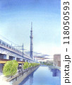 東京スカイツリー　水彩画 118050593