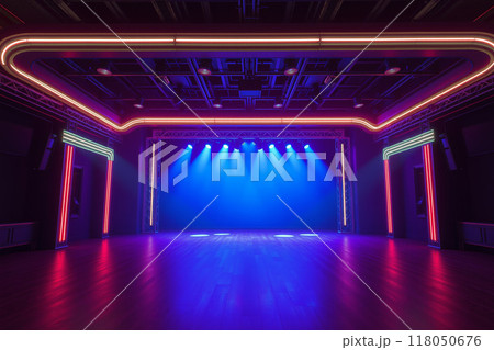 ネオンライトが光るステージ ネオンライトが光るステージ 118050676