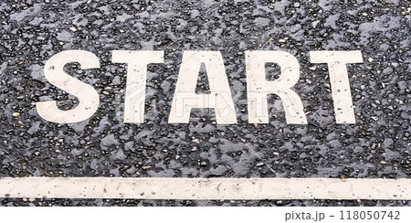 Start Painted on Asphalt Road 118050742