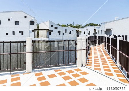 Building view of the Taijiang National Park and Visitor Center white building in Tainan, Taiwan. 118050785