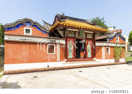 Building view of the Temple of the Five Concubines (Wufei Temple) in Tainan, Taiwan. 118050921