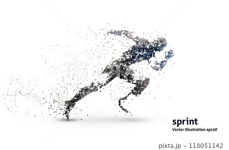 障がい者短距離走のランナーのシルエット、ベクターイラストレーション。 118051142