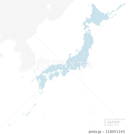 近隣諸国を含む、日本列島の青いドットマップ。 中サイズ。 近隣諸国を含む、日本列島の青いドットマップ。 中サイズ。 118051143