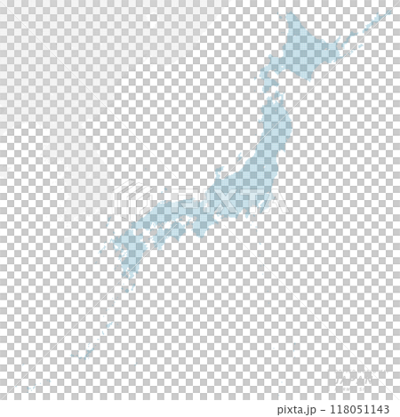 A blue dot map of the Japanese archipelago, including neighboring countries. Medium size. 118051143