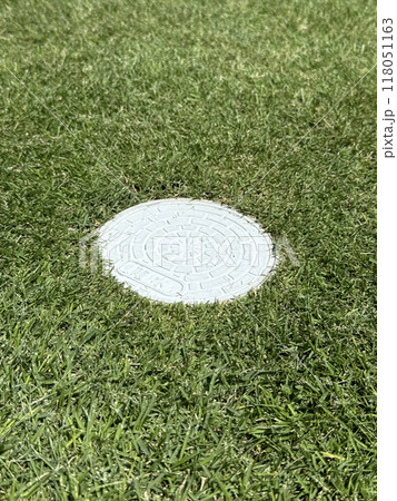 芝生と雨水マス 118051163
