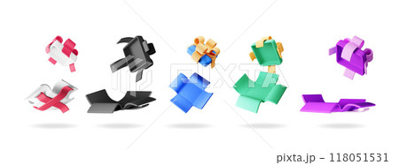 3D open gift box set 3D open gift box set 118051531