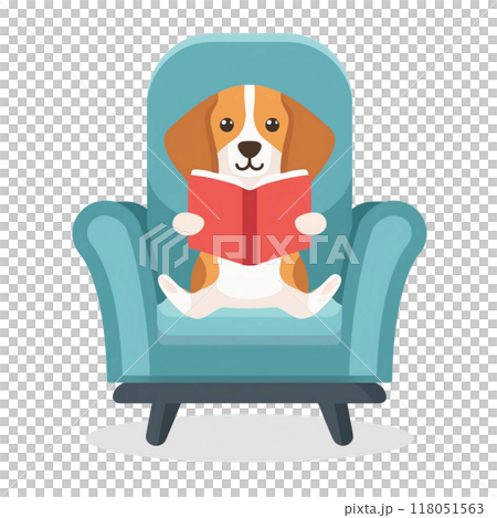 秋季閱讀季 - 書籍和小獵犬 4 / 傳單和海報材料 118051563