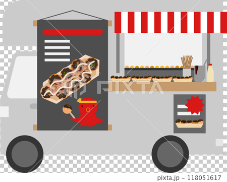 Image of a kitchen car selling takoyaki 118051617