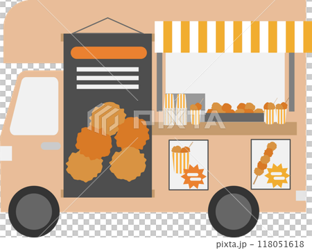 Image of a kitchen car selling fried chicken Image of a kitchen car selling fried chicken 118051618