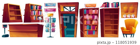 Book shop furniture and goods set 118051939