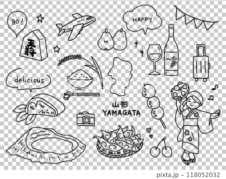 Yamagata hand drawn illustration set Yamagata hand drawn illustration set 118052032