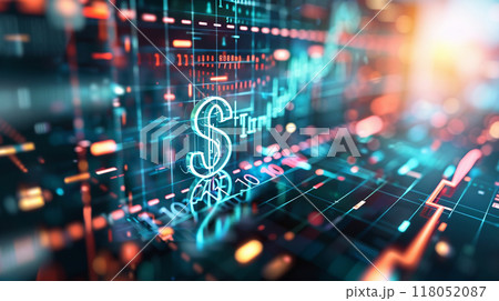 A computer screen with a dollar sign on it A computer screen with a dollar sign on it 118052087