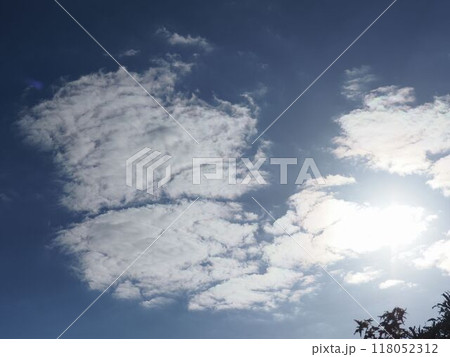 雲の隙間から見える太陽 118052312