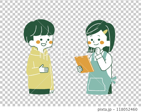 正在交談的男女員工 - 4 種顏色 118052460