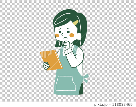 困っている女性スタッフ-4色 118052469