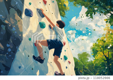 ボルダリングをする男性 118052666