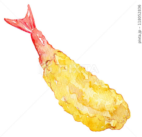 水彩イラスト　エビの天ぷら 118052836
