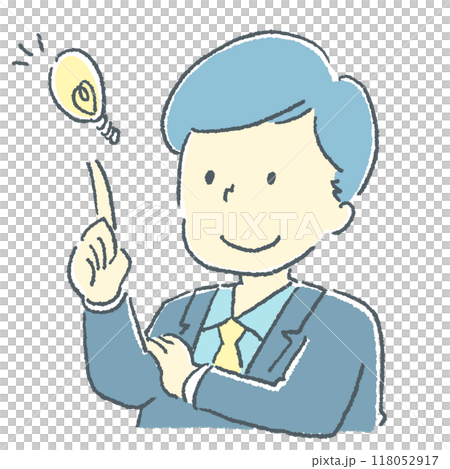 Illustration of a young man in a suit having an idea Illustration of a young man in a suit having an idea 118052917