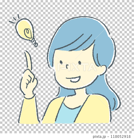 Illustration of a young woman having an idea Illustration of a young woman having an idea 118052918