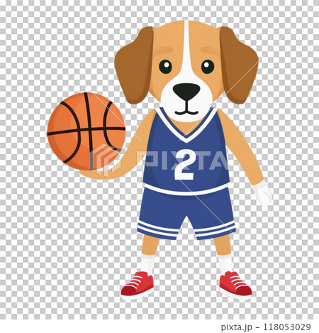 バスケットボールをするビーグル6／チラシやポスター用素材 118053029