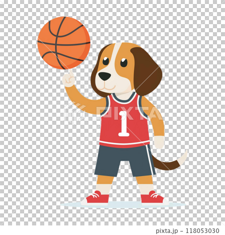 バスケットボールをするビーグル5/チラシやポスター用素材 バスケットボールをするビーグル5/チラシやポスター用素材 118053030