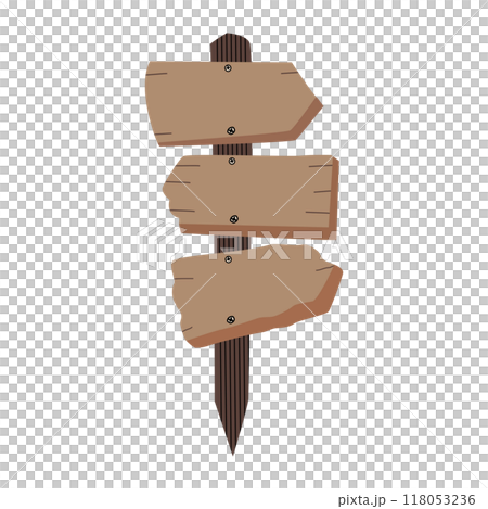 Vintage wooden road arrow sign pointing in different directions isolated on white background. cartoon Vintage wooden road arrow sign pointing in different directions isolated on white background. cartoon 118053236