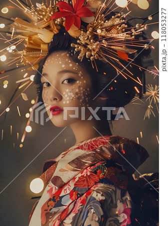 花火を纏うアジア人女性 118053277