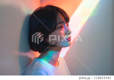 虹色の静けさ、アジア人女性 118053342