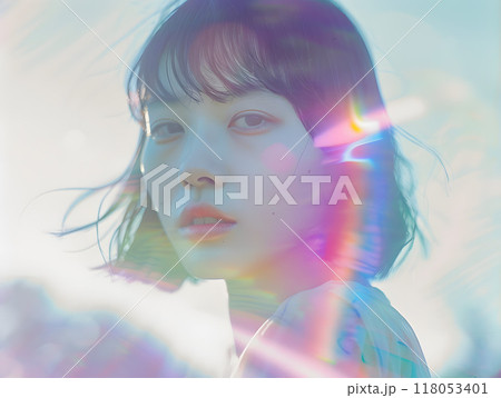 光を纏う美しいアジア人女性 118053401