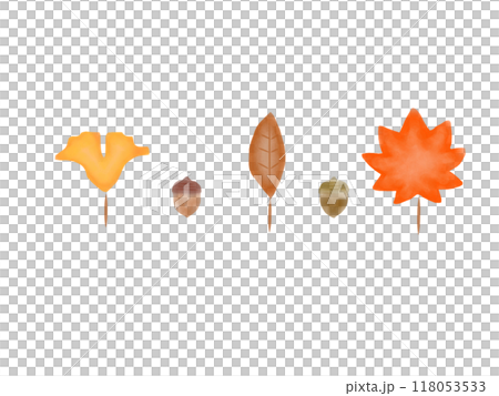 Watercolor style fallen leaves illustration set Watercolor style fallen leaves illustration set 118053533