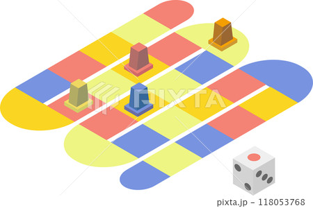 アイソメトリックなカラフルすごろくの素材 アイソメトリックなカラフルすごろくの素材 118053768