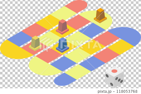 アイソメトリックなカラフルすごろくの素材 アイソメトリックなカラフルすごろくの素材 118053768