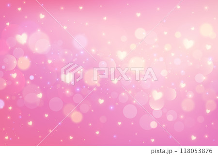 Pink background with bokeh and hearts. Cute pastel gradient girly blurred backdrop for Valentine Day card design. Lovely dreamy vector wallpaper with soft fairy light. Lilac glittering bg Pink background with bokeh and hearts. Cute pastel gradient girly blurred backdrop for Valentine Day card design. Lovely dreamy vector wallpaper with soft fairy light. Lilac glittering bg 118053876