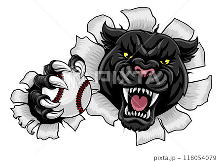 Black Panther Leopard Jaguar Cat Baseball Mascot 118054079