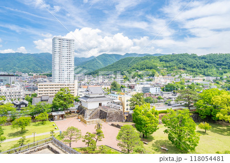 甲府城 天守台からの眺め　北北東　稲荷櫓　二重の石垣跡　甲州夢小路 118054481