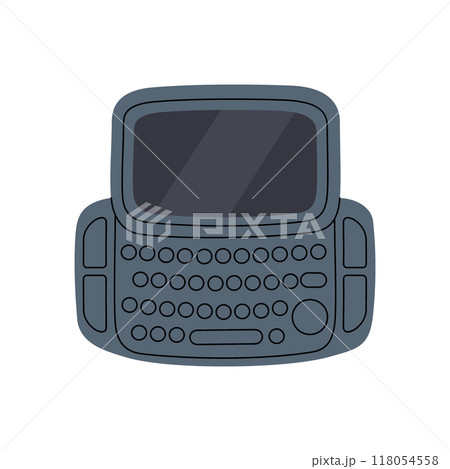 Old smart phone with keypad. Retro communication gadgets. Vector illustration. 118054558