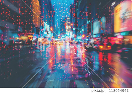 Digital pixelation abstract effect on a modern background. Generative AI 118054941
